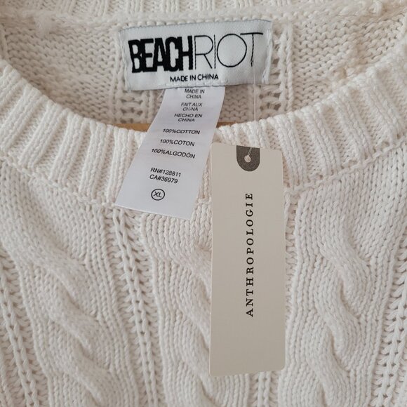 NWT Beach Riot @ Anthrolpologie Knit + Fuzzy Heart Sweater-XL - Picture 6 of 7